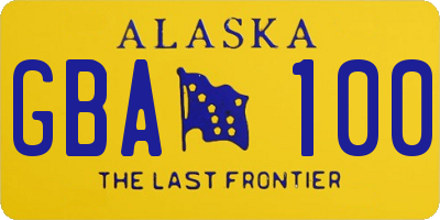 AK license plate GBA100