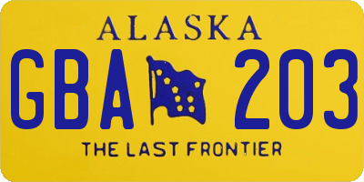 AK license plate GBA203
