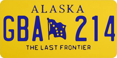 AK license plate GBA214
