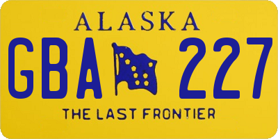 AK license plate GBA227