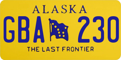 AK license plate GBA230