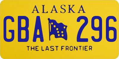 AK license plate GBA296
