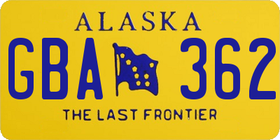 AK license plate GBA362
