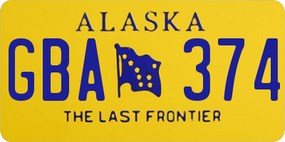 AK license plate GBA374