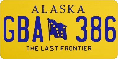 AK license plate GBA386