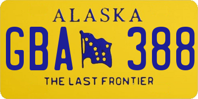 AK license plate GBA388