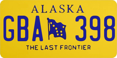 AK license plate GBA398