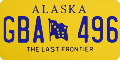 AK license plate GBA496