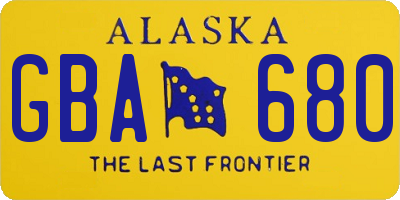 AK license plate GBA680