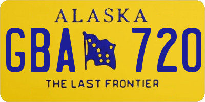 AK license plate GBA720