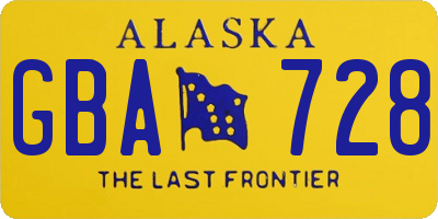 AK license plate GBA728