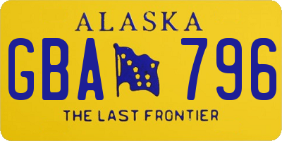 AK license plate GBA796