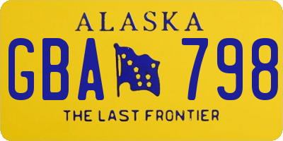 AK license plate GBA798