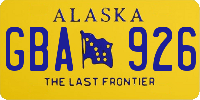AK license plate GBA926