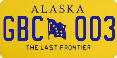 AK license plate GBC003