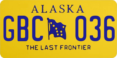 AK license plate GBC036