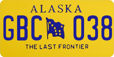 AK license plate GBC038