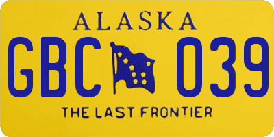 AK license plate GBC039