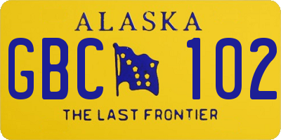 AK license plate GBC102