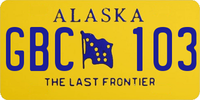AK license plate GBC103
