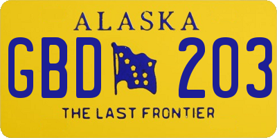 AK license plate GBD203