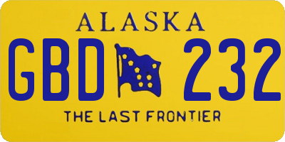AK license plate GBD232