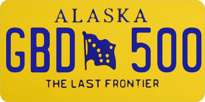 AK license plate GBD500
