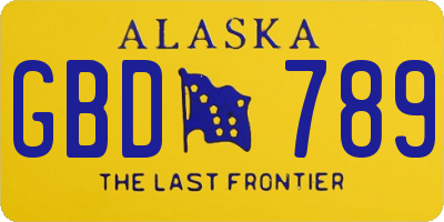 AK license plate GBD789