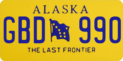 AK license plate GBD990