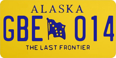 AK license plate GBE014