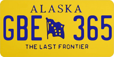 AK license plate GBE365