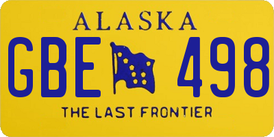 AK license plate GBE498