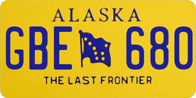 AK license plate GBE680