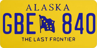 AK license plate GBE840