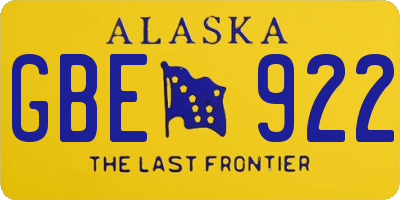 AK license plate GBE922