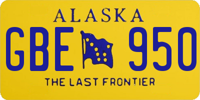 AK license plate GBE950