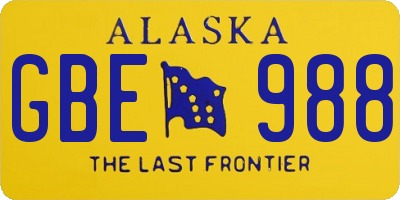 AK license plate GBE988