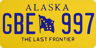 AK license plate GBE997