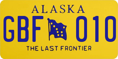 AK license plate GBF010
