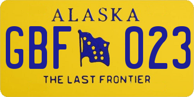 AK license plate GBF023