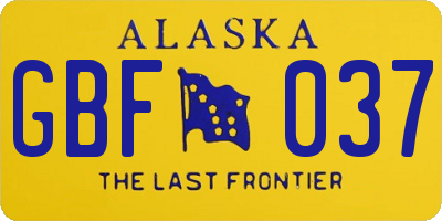 AK license plate GBF037
