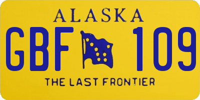 AK license plate GBF109