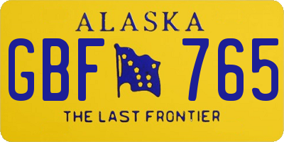 AK license plate GBF765