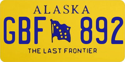 AK license plate GBF892