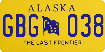 AK license plate GBG038