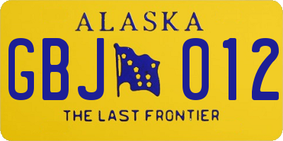 AK license plate GBJ012