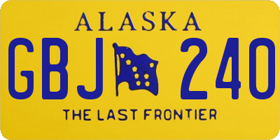 AK license plate GBJ240
