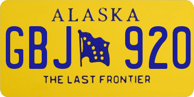 AK license plate GBJ920