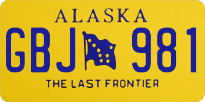 AK license plate GBJ981