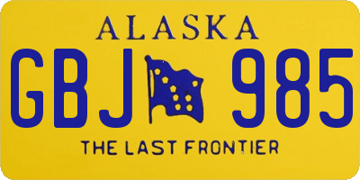 AK license plate GBJ985